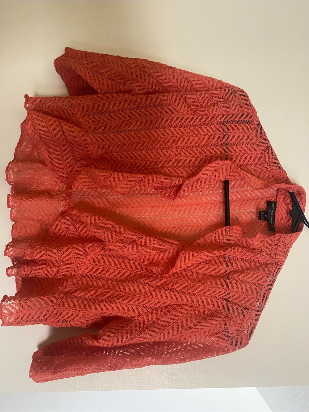 Connected Apparel Vintage Coral Lace Open Cardigan